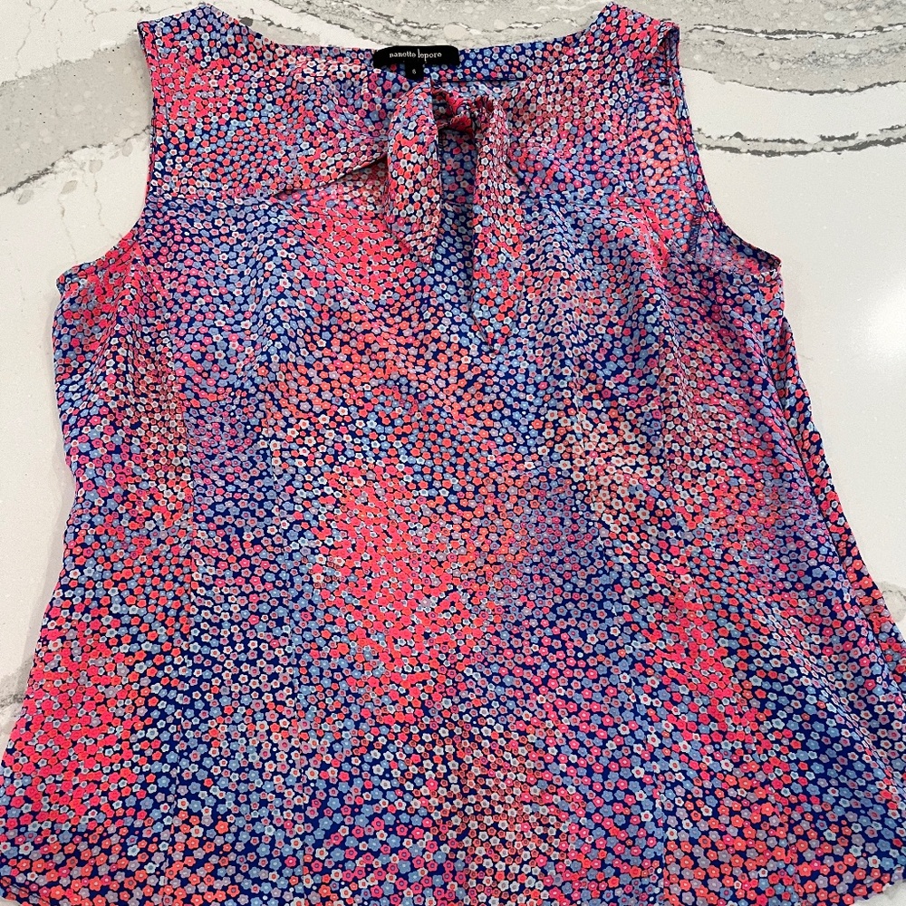 Nanette Lepore Floral Blouse with front tie
